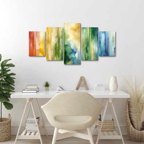 5-DÍLNÝ OBRAZ LESNÍ HARMONIE - OBRAZY ABSTRAKTNÍ TVARY - OBRAZY