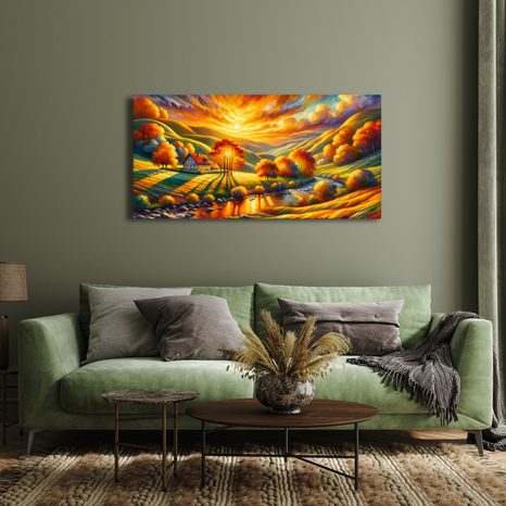 OBRAZ ZLATÉ PODZIMNÍ ÚDOLÍ - OBRAZY VÝCHOD A ZÁPAD SLUNCE - OBRAZY