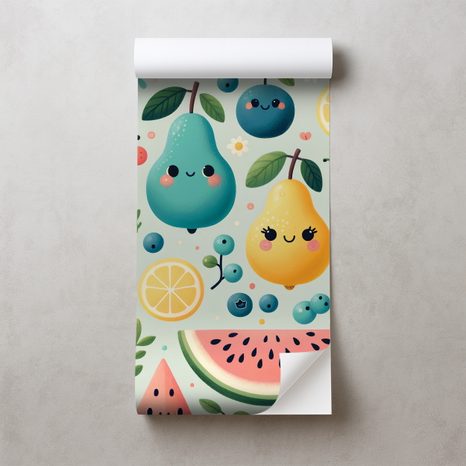 SAMOLEPÍCÍ FOTOTAPETA VESELÉ OVOCE S ÚSMĚVY - DĚTSKÉ TAPETY - TAPETY