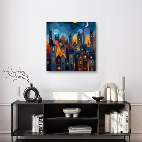 WANDBILD WINTERLICHES MÄRCHENSTADT - BUNTE HÄUSER - BILDER