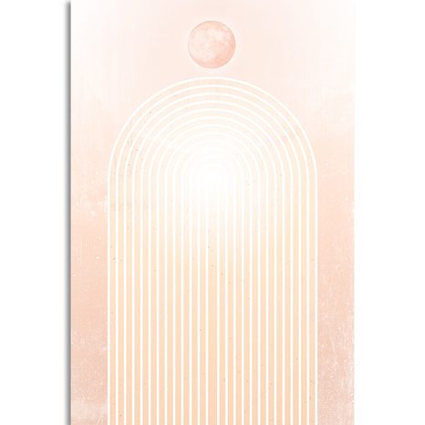 OBRAZ MODERNÍ BROSKVOVÁ DUHA MID-CENTURY - ABSTRAKTNÍ OBRAZY - OBRAZY