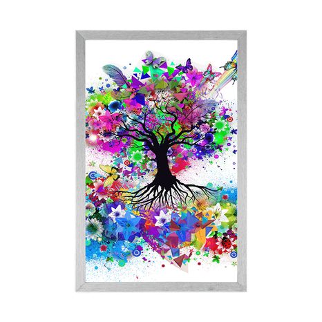 POSTER BLUMENBAUM VOLLER FARBEN - ABSTRAKT UND GEMUSTERT - POSTER