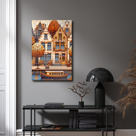 WANDBILD HISTORISCHE HÄUSER IM GOLDENEN LAUB - BILDER VON STÄDTEN - BILDER