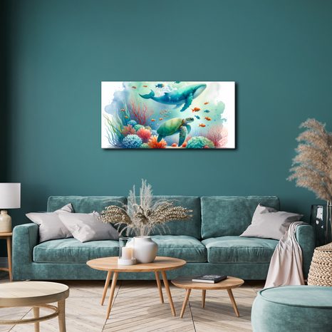 OBRAZ ŽELVA A VELRYBA V OCEÁNU - PICTURES UNDERWATER WORLD - PICTURES