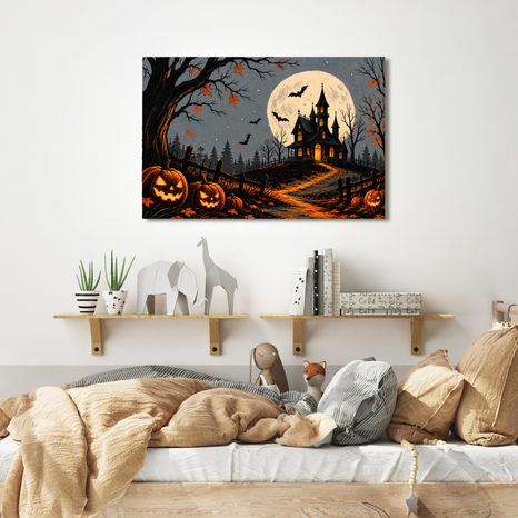 WANDBILD SPUKHAUS UNTER DEM VOLLMOND - HALLOWEEN- UND HORROR-BILDER - BILDER