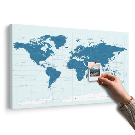 QUADRO IN SUGHERO – MAPPA POLITICA DEL MONDO IN COLORE BLU - QUADRI SU SUGHERO - STAMPE E QUADRI