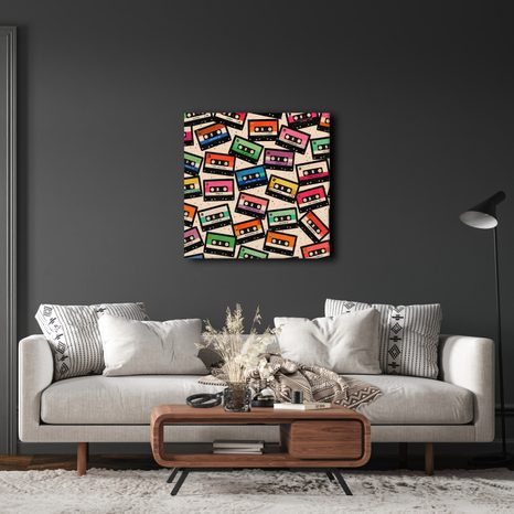 WANDBILD VINTAGE AUDIOKASSETTEN MIX - MUSIKBILDER - BILDER
