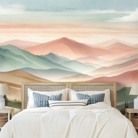 FOTOTAPETA PASTELOVÉ HORY V AKVARELU - TAPETY HORY - TAPETY