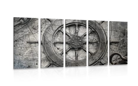 5-DÍLNÝ OBRAZ NÁMOŘNICKÉ KORMIDLO - OBRAZY ZÁTIŠÍ - OBRAZY