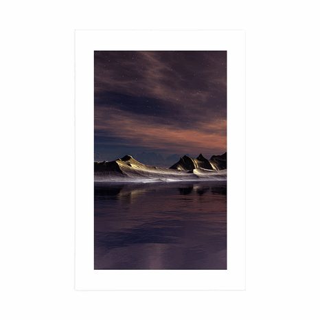 AFFICHE AVEC PASSE-PARTOUT – PLANÈTE FUTURISTE - L'UNIVERS ET LES ÉTOILES - AFFICHES