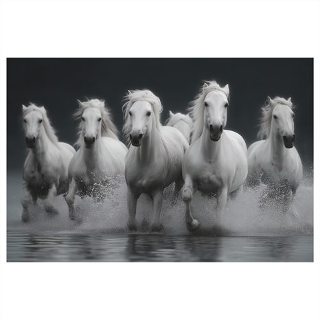 OBRAZ BÍLÍ KONĚ V POHYBU - OBRAZY KONĚ - OBRAZY