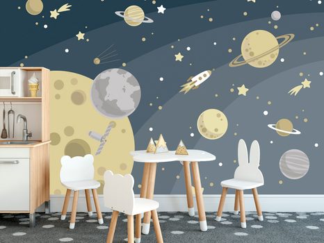 TAPETA NEOBYČEJNÝ VÝLET VE VESMÍRU - DĚTSKÉ TAPETY - TAPETY