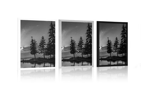 PLAKAT PLANINSKO JEZERO U CRNO-BIJELOM DIZAJNU - CRNO-BIJELE - PLAKATI