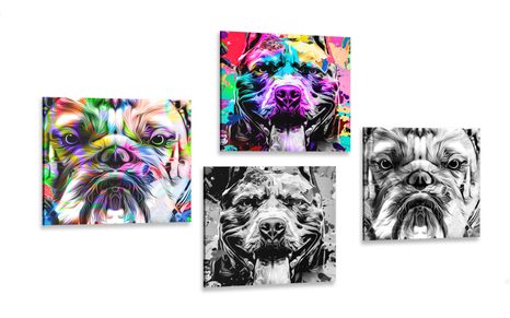 BILDER-SET HUNDE IM POP-ART-DESIGN - BILDERSETS - BILDER