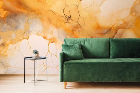 TAPETE IMITATION GELBER MARMOR - MARMOR-TAPETEN - TAPETEN