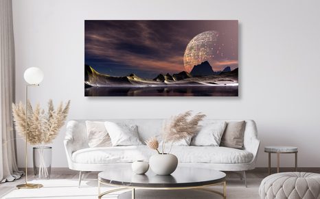 WANDBILD FUTURISTISCHER PLANET - BILDER VON UNIVERSUM UND STERNEN - BILDER