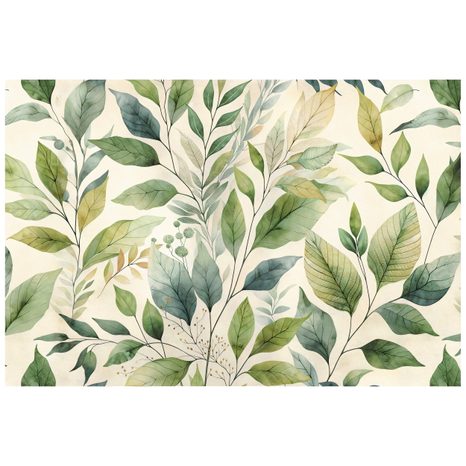SAMOLEPÍCÍ TAPETA ZELENÉ AKVARELOVÉ LISTY NA BÉŽOVÉM POZADÍ - TAPETY LISTY - TAPETY