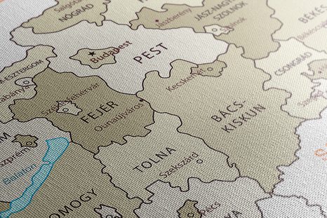 QUADRO IN SUGHERO – MAPPA DELL'UNGHERIA BEIGE DISCRETA - QUADRI SU SUGHERO - STAMPE E QUADRI