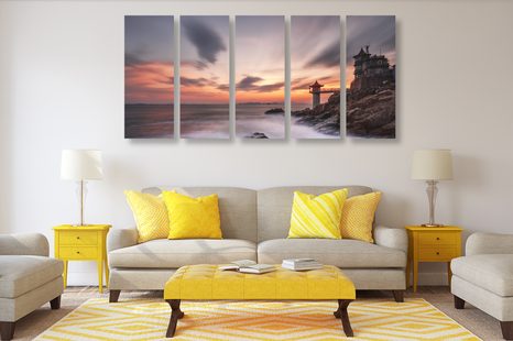 TABLOU 5-PIESE PEISAJ MINUNAT LÂNGĂ MARE - TABLOU NATURĂ ȘI PEISAJE NATURALE - TABLOURI