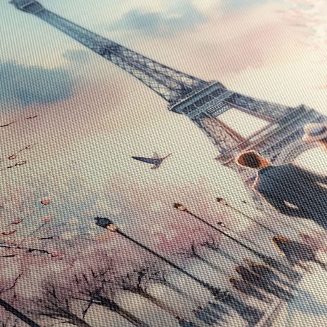 QUADRO SU TELA – AMORE SOTTO LA TORRE EIFFEL - QUADRI AMORE - STAMPE E QUADRI