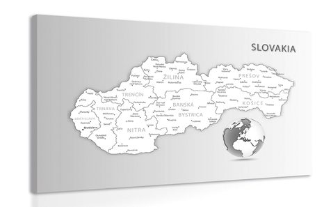 OBRAZ ČIERNOBIELA MAPA SLOVENSKEJ REPUBLIKY - OBRAZY MAPY - OBRAZY