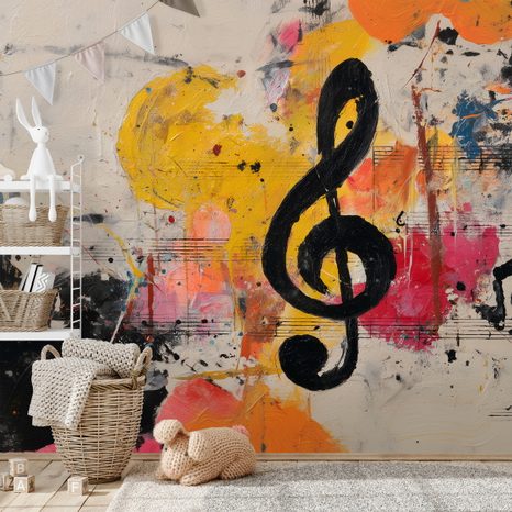 SELBSTKLEBENDE TAPETE MUSIKALISCHE ABSTRAKTION MIT FARBTÖNEN - MUSIK FOTOTAPETEN - TAPETEN