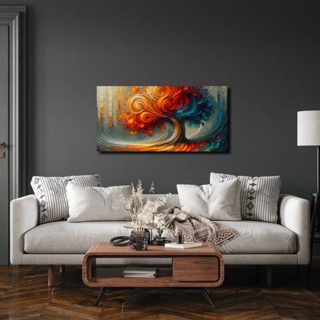 WANDBILD HERBSTLICHER LEBENSBAUM IN BEWEGUNG - BILDER BÄUME DES LEBENS - BILDER