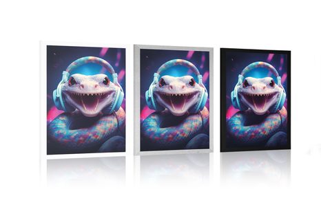 PLAKAT ZMIJA SA SLUŠALICAMA - PARTY ŽIVOTINJE SA SLUŠALICAMA - PLAKATI