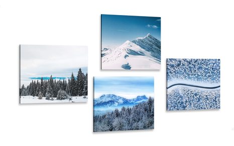 CANVAS PRINT SET WONDERS OF SNOWY NATURE - SET OF PICTURES - PICTURES