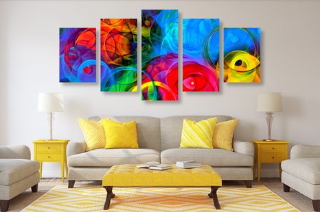 5-CZĘŚCIOWY OBRAZ ABSTRAKCJA PEŁNA KOLORU - OBRAZY ABSTRAKCYJNE - OBRAZY