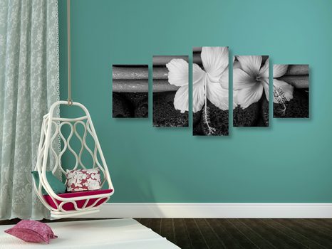 5 RÉSZES KÉP WELLNES CSENDÉLET FEKETE FEHÉRBEN - FEKETE-FEHÉR KÉPEK - KÉPEK