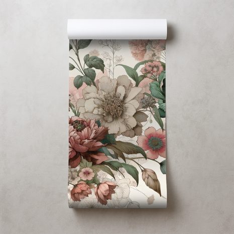 CARTA DA PARATI – FIORI VINTAGE PASTELLO - CARTA DA PARATI - 🔥 SVENDITA TOTALE