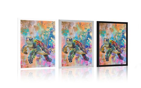 POSTER SCHILDKRÖTE ALS GEMÄLDE-NACHAHMUNG - SCHILDKRÖTEN - POSTER