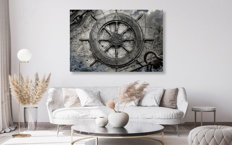 OBRAZ NÁMOŘNICKÉ KORMIDLO - VINTAGE A RETRO OBRAZY - OBRAZY