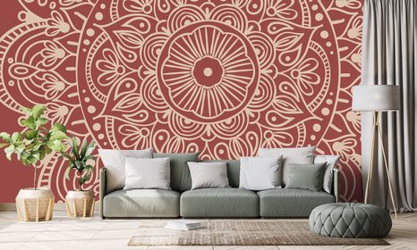 CARTA DA PARATI – MANDALA SU SFONDO BORDEAUX - CARTA DA PARATI FENG SHUI - CARTA DA PARATI