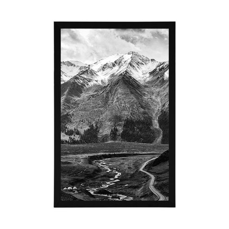 POSTER BEAUTIFUL MOUNTAIN PANORAMA IN BLACK AND WHITE - BLACK AND WHITE - POSTERS