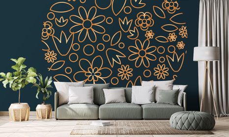 TAPETE VOLKSMOTIV AUF DUNKLEM HINTERGRUND - VINTAGE- UND RETRO-TAPETEN - TAPETEN