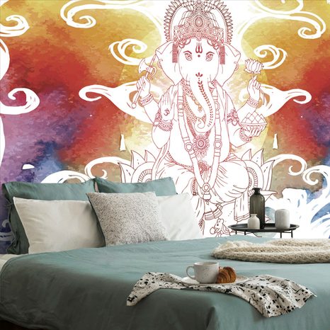 PAPIER PEINT GANESH HINDOU - FOND D'ÉCRAN FENG SHUI - PAPIER PEINT