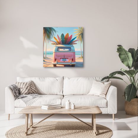 WANDBILD RETRO-REISE INS ABENTEUER - BILDER VON AUTOS - BILDER