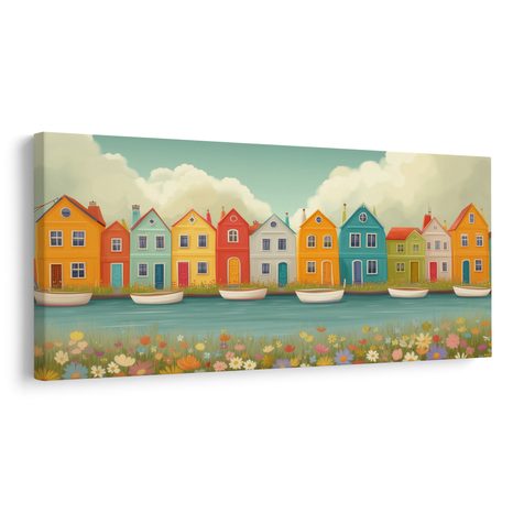 OBRAZ VESELÁ MALEBNÁ ULIČKA - BAREVNÉ DOMY - PICTURES