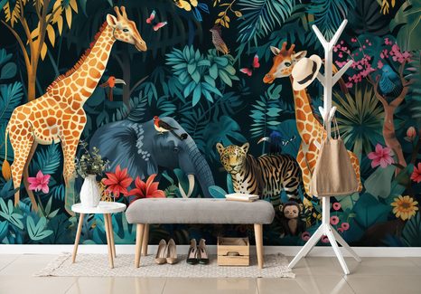 SAMOLJEPLJIVA TAPETA ŽIVOTINJE IZ DŽUNGLE - SAMOLJEPLJIVE TAPETE - TAPETE