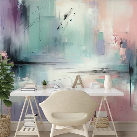 TAPETA PASTELOVÉ ABSTRAKTNÍ TAHY ŠTĚTCEM - ABSTRAKTNÍ TAPETY - TAPETY