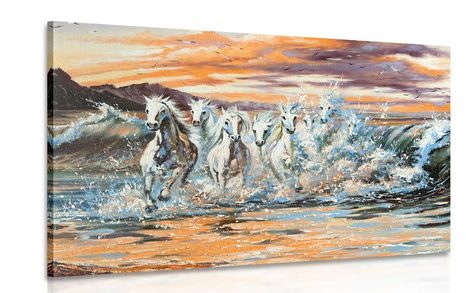 CANVAS PRINT WATER-FORMED HORSES