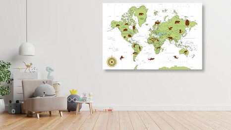 OBRAZ NA KORKU MAPA SO ZVIERATAMI - OBRAZY NA KORKU - OBRAZY