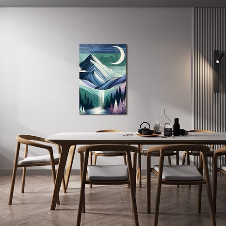 WANDBILD WALD UND BERGE BEI NACHT - BILDER VON BERGEN - BILDER