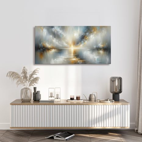 OBRAZ SLUNEČNÍ SVIT NAD JEZEREM - ABSTRAKTNÍ OBRAZY - OBRAZY