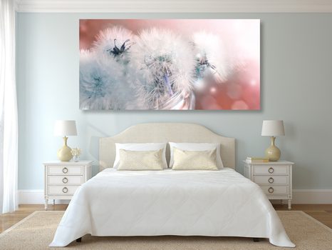 КАРТИНА НА ПЛАТНО – ГЛУХАРЧЕ С АБСТРАКТНИ ЕЛЕМЕНТИ - КАРТИНИ С ЦВЕТЯ - КАРТИНИ