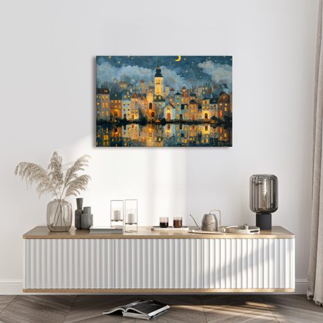 SLIKA BOŽIĆNO SELO POD ZVIJEZDAMA - ŠARENE KUĆE - SLIKE