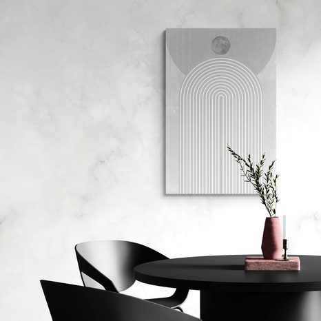 CANVAS SCHILDERIJ MODERNE GRIJZE REGENBOOG MID-CENTURY - SCHILDERIJEN - MEGA UITVERKOOP TOT 70% 🔥