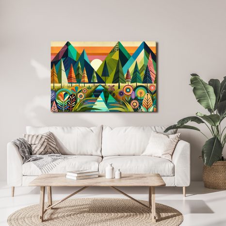 OBRAZ BAREVNÉ HORY A STROMY - OBRAZY HORY - OBRAZY